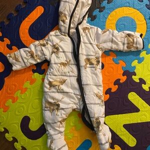 Burt's Bees White and Brown Animal Print Footie